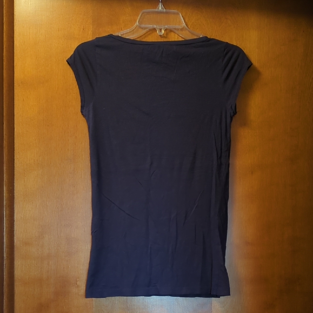 Chic Navy Lace Accent Women's Top - Picture 4 of 4